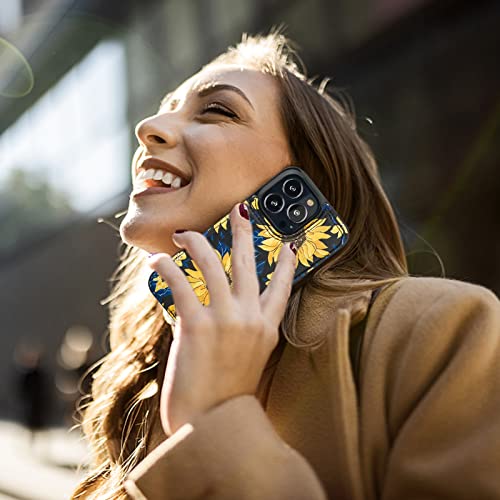 Image of HAOPINSH for iPhone 13 Pro Case Wallet with Card Holder, Blooming Sunflowers Pattern Back Flip Folio PU Leather Kickstand Card Slots Case for Women Girls, Double Magnetic Clasp Shockproof 6.1 inch