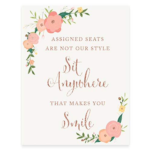 Andaz Press Wedding Party Signs, Faux Rose Gold Glitter with