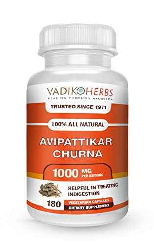 Certified Organic Vadik Herbs Avipattikar Powder | Made in USA and Safety Tested (180 Vegicaps)