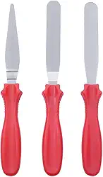 Mimo Style, Conjunto 03 de Espátulas para Confeitar de Aço Inox Vermelha