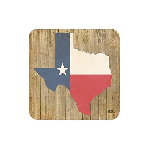Texas State Flag Outline Rustic Wood Design Drink Coaster Set Gift For A Texan Lonestar Cowboy Home Kitchen Bar Barware Cover