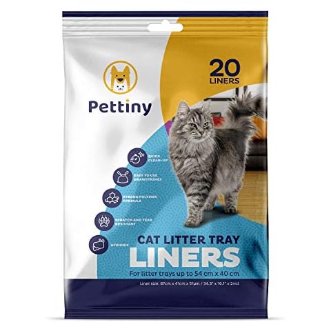 Pettiny 20 Katzentoilettenbeutel mit Zugbändern Kratzfeste Tüten für mittel und groß Katzenklo Cover