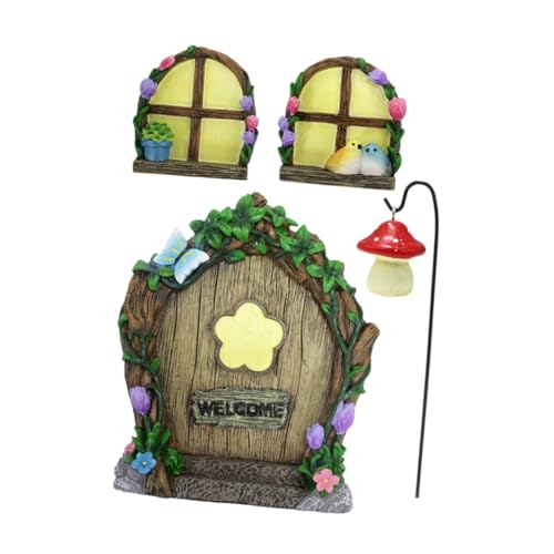 KONTONTY 1 Juego Juego de Puertas y Ventanas con y Flores. Banda Aislamiento Tinte Auto Muro Árbol Colgante decoración árbol jardín Artículos para el hogar Adornos de Hadas Resina