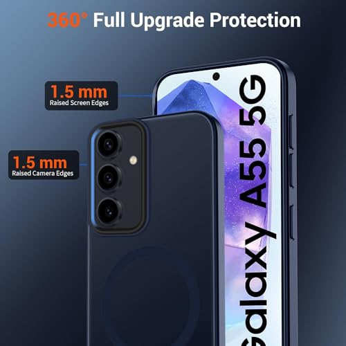 Image of SIZUKA Samsung A55 Magsafe Hard Back Case | Matte Design & 360 Protection | Military-Grade Samsung A55 Cover | Strong Magnet Back - Blue