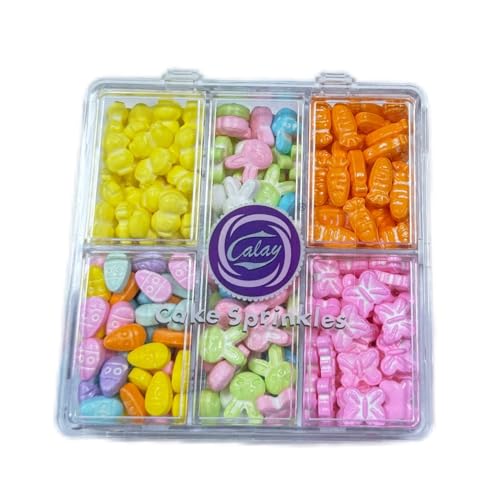 Gevog Edible Rabit Carrot and Egg Mixing Sprinkles Easter Cake Decorations and Cupcake Topper Decorations Birthday Party Supplies