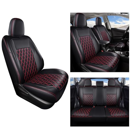 Huidasource Seat Covers for Jeep Gladiator 2020-2025, Custom Fit Waterproof Gladiator Pickup Seat Covers Full Set, Faux Leather Seat Protector for Jeep JT Truck Crew Cab (Black&Red) by Huidasource - Image 8