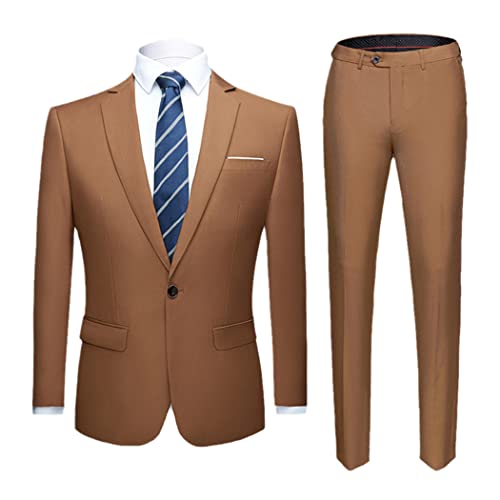 Robe de marié pour homme en ensemble 2 pièces kaki XXL : le costume parfait pour rester à l'aise