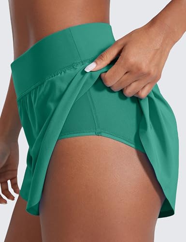 Image of CRZ YOGA High Waisted Split Running Shorts 3 inch | Mesh Liner, Quick Dry, Lightweight, for Women