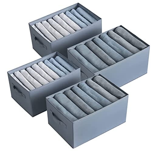 WOOLUCK® 4 Stück kleiderschrank organizer,Faltba reschrank organizer,Jeans Aufbewahrungsbox,Für Hosen, Shirt,BHs und Krawatten(7+9 Raster) Cover