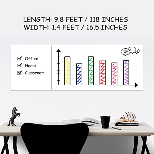 Large Whiteboard Sticker, ACVVIP Self-Adhesive Whiteboard Wall Sticker - 16.5" x 118"(42x300cm) - 8 Colors Markers & 1 Eraser Cloth - Dry Erase Board Sticker for Classroom, Home, O image 2