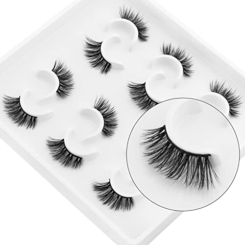 KOUSEI Falsche Wimpern 6 Paar Halbe Wimper Natürliche Gefälschte Katzenauge Flauschige Süße Wiederverwendbare 3D Make-up Wimpernverlängerung Praktisch Kein Kleber Enthalten Cover