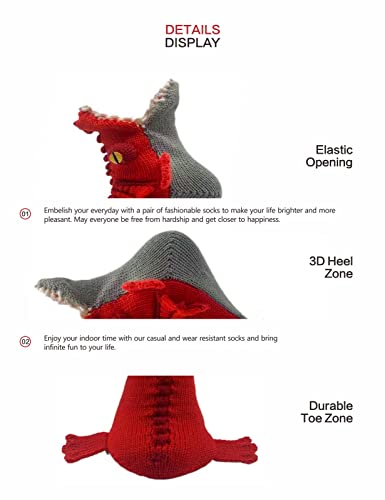 Image of LOLAT Novelty Animal Socks Knit Shark T-Rex Dinosaur Alligator Croc Sock for Christmas Gifts Creative Home Warm