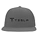Tesla Motors Model 3 Model S Car Flexfit Embroidered Hat Baseball Cap (Flat Brim, Large/XLarge, Grey Hat Black Thread)