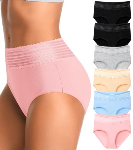 Image of High Waisted Postpartum Underwear Womens Cotton Underwear Soft Breathable Full Coverage Stretch Panties Multipack