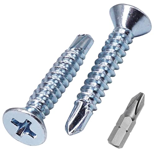 SKIR'CO (50 pezzi) DIN 7504 P acciaio zincato 4,8 x 25 mm viti autoperforanti per metallo, vite in lamiera, testa svasata