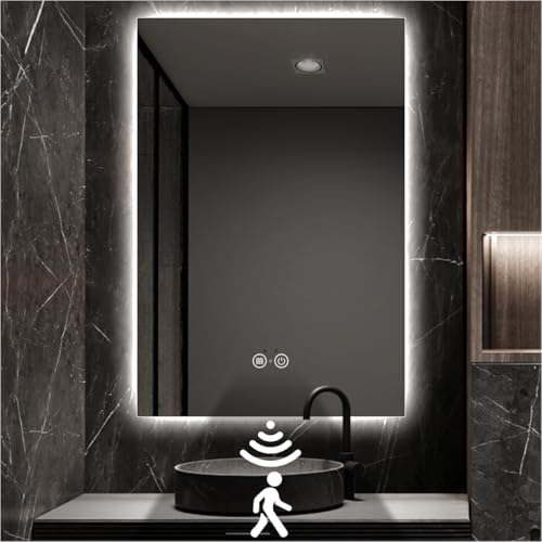 nolsia Backlit LED Bathroom Mirror, Infrared Motion Sensor Vanity Mirror