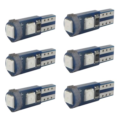 WLJH 6 Pack Super Bright 3030-3SMD T5 Canbus Error Free Red Instrument Cluster Panel Dash Light,Plug and Play
