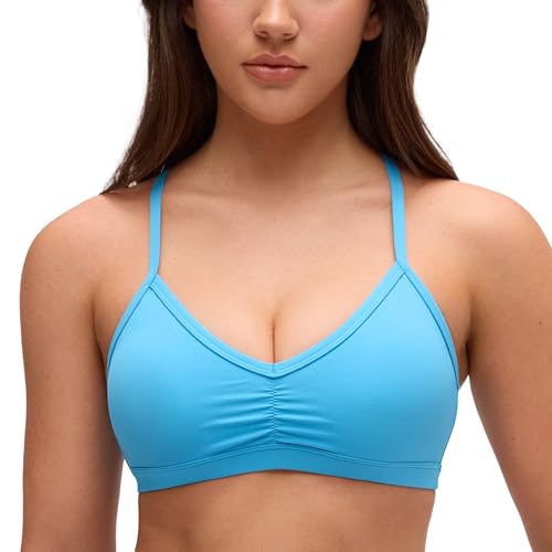 Image of CRZ YOGA Butterluxe Ruched Sports Bras | Light Support, Removable Pads, Yoga, Extremely Soft, Y Back, V Neck, Spaghetti Straps, for Women