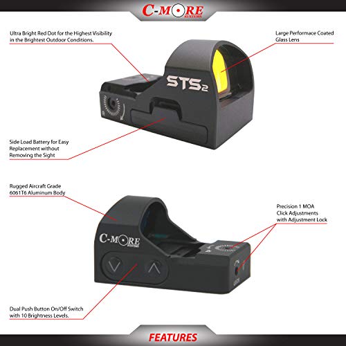 C-MORE Systems STS2 Super Bright 3 MOA Red Dot Sight, Black - Thumbnail 2