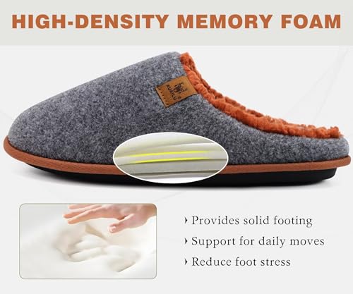Image of KuaiLu Mens House Memory Foam Slippers with Comfortable Warm Plush Lining
