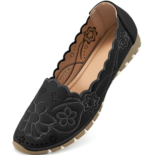 Aomigoct Flats for Women Ballet Shoes: Comfortable Round Toe Dress Womens Flats Casual Slip on Walking Shoes