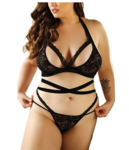 Fantasy Lingerie -Vixen - Wrap Me Up Lace Bralette & Panty - Black - One Size