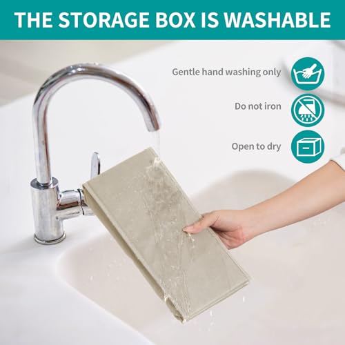 ORLISA Drawer Organizer Clothes-Dresser Organizer for Nursery-Compatible Baby Clothes Organizer and Storage & General Nursery Organization or Dresser Drawer Organizer Foldable Bins Beige - Image 6