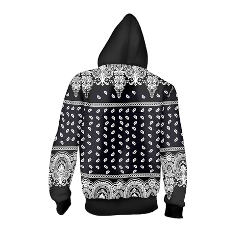 Blue Bandana Hoodies for Men Women Bandanas Print Clothing Zipper Jacket Hip Hop Jogger Pants Clothes Outfits2