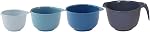 Glad Mélanger des bols avec pourriture, ensemble de 4 - Bols en plastique en nid (1,2qt, 1,9qt et 2,8qt) 3qt avec poignée) - Base antidérapante, lave-vaisselle Cuisine sécuritaire et fournitures de cuisson, Bleu