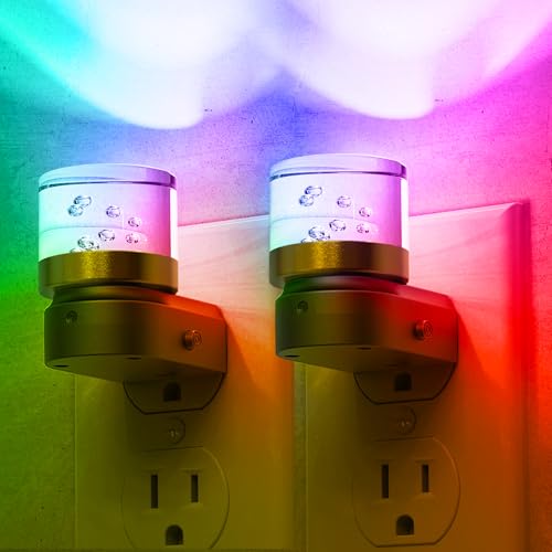 Image of L LOHAS LED Night Light, Night Lights Plug into Wall, Color Changing Nightlight RGB with Dusk to Dawn Sensor, for Halloween, Christmas, Holiday, Hallway Bedroom Kids Room, 2 Pack