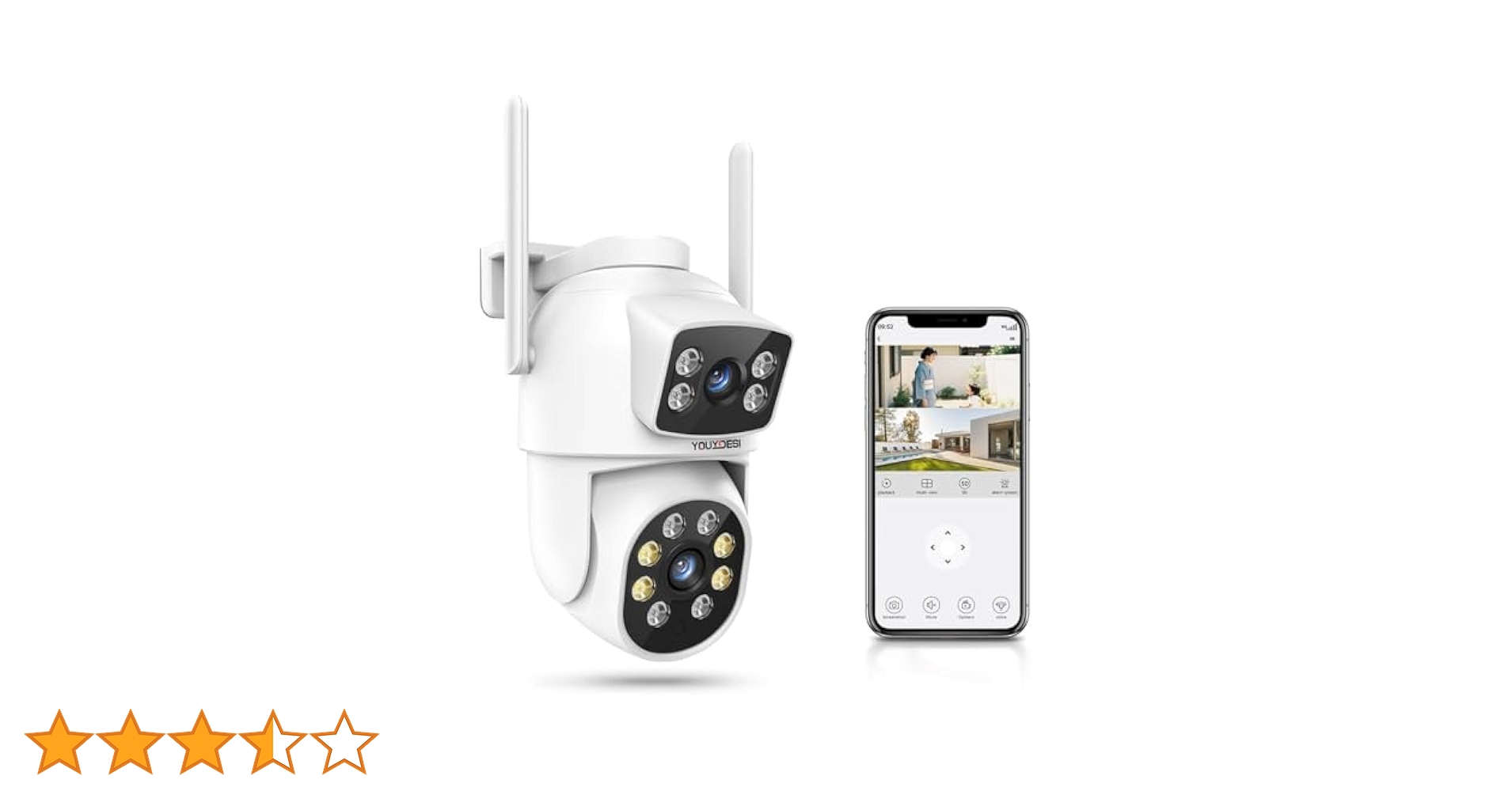 防犯カメラ　屋外　 二つ監視画面　夜間カラー　2.4Ghz/Wi-Fi Amazon.co.jp: 【二つ監視画面・パンチルト・夜間カラー・2.4