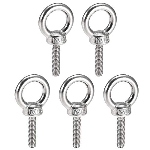 sourcing map 5Stk.Ringschraube M6 x 25mm Außengewinde 304 Edelstahl zum Aufhängen