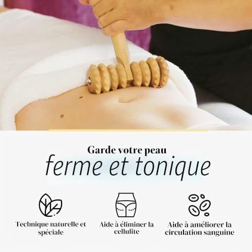 Tuuli Accessories Anti Cellulite Masseur Rouleau de Massage en Forme de T Appareil Maderothérapie Bois 37 x 13 cm – vue 6