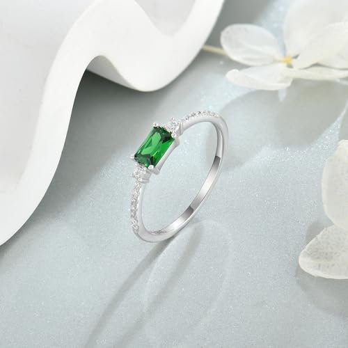 Rectangular Solitaire Birthstone Stackble Rings 925 Sterling Silver Engagement Stacked Band Rings for Women Jewelry, Size 5-104