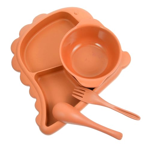 BESPORTBLE 1 Set Dinosaur Divided Plate Durable Bowl with Spoon Fork Vibrant for Fun Mealtime Odor Design for Little Ones