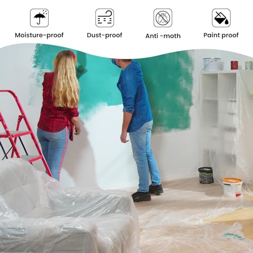 Yimomoyi Set of 6 Protective Film Painter 4 x 5 m Transparent Tarpaulin Construction Film Transparent Dust Protection Film All-Purpose Film Painter's Tarpaulin Cover Film for Renovation and Moving - Image 4