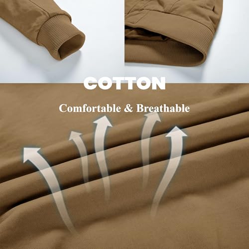 KEFITEVD Mens Warm Fleece Cargo Jacket Winter Military Bomber Jackets Windproof Work Coat with Multi Pockets