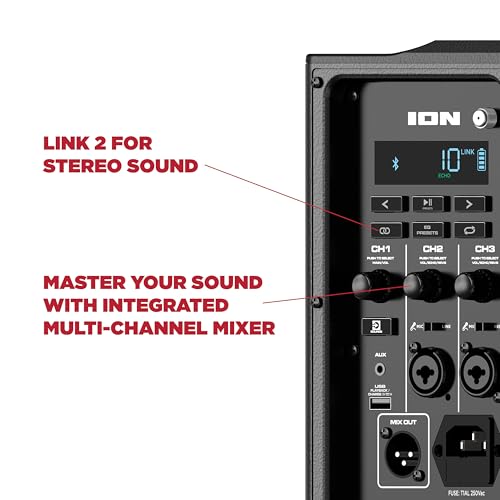 ION Audio Trouper 100 - Battery Powered Portable Bluetooth Speaker with Rechargeable Battery, Multi-Channel Mixer and FM Radio, 100W