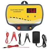 Electric Fence Charger 12V Input to 12KV Output, 2 Joule, 120 Acre Plug-in Electric Fence Energizer for Wildlife Control & Animal Intrusion Prevention