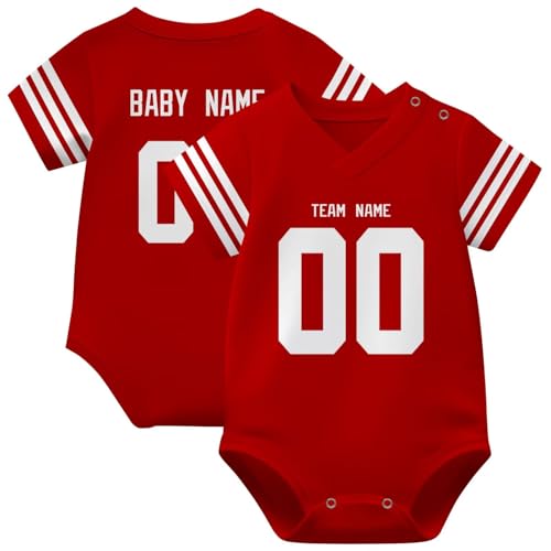 Image of KREDE Baby Clothes Unisex Bodysuit Jersey Style Custom Name Number for Baby Boys