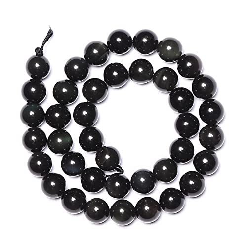 45Pcs 8Mm Natural Black Obsidian Gemstone Beads Energy Healing Crystal Round Loose Stone Beads For Jewelry Making, Diy Bracelets Necklaces #TOP5