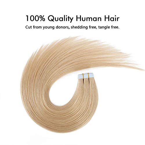 Image of SUYYA Tape In Hair Extensions Human Hair 16 Inch #16 Light Blonde