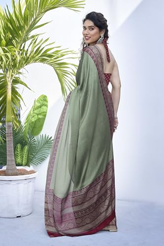 Image of MIRCHI FASHION Women Saree Ethnic Motif Print Chiffon | Breathable Lightweight Plain Weave Sari for Office and Daily Use (Available in 20 Designs)