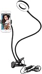 Sokani Lazy Bracket Cell Phone Holder with Selfie Ring Light for Live Stream,Flexible Long Arms Gooseneck Mount, Clamp with LED Selfie Light for Mobile iPhone 7,6/Plus,Samsung,HTC,Huawei
