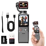 icamdoor 4K Handheld Vlogging Camera, WiFi Pocket Action Camera, Anti-Shake Body Cam for Traval, YouTube Camcorder Video Cam with 64GB SD Card, 180° Rotatable Lens