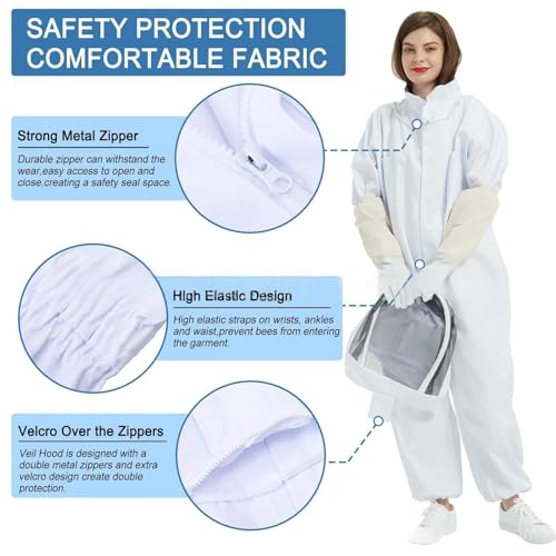 Traje de apicultura seguro contra picaduras con diseño de nailon 2