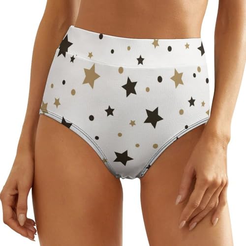 Tqmspg Culotte taille haute pour femme Motif étoiles (2), multicolore, L