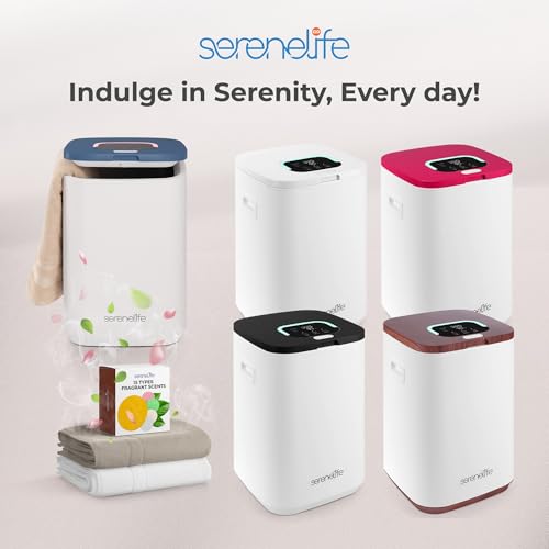 SereneLife Towel Warmer Bucket - Compact 23L Bathroom Towel Heater w/Essential Oils Disc Holder, Adjustable Timer, Auto Shut-Off, Power Cord Storage & LED Display, Fits 2 Oversized Towels (Blue) by SereneLife - Image 7