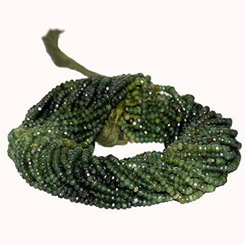 Serpentine Faceted Rondelles 3.5mm perle intercalaire pierre verte fil 14 inch