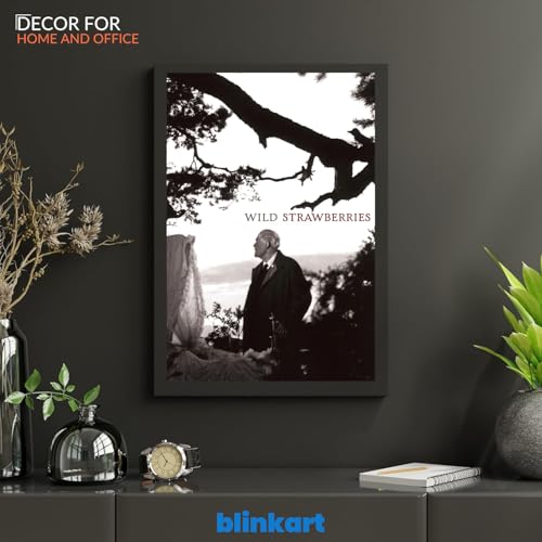 Image of BLINKART Wild Strawberries (1957) Movie Poster Frame 8x12 Inch | Premium 300 GSM Paper Wall Print | Vintage Film Artwork for Home, Bedroom, Living Room, Office | Framed Photo Decor